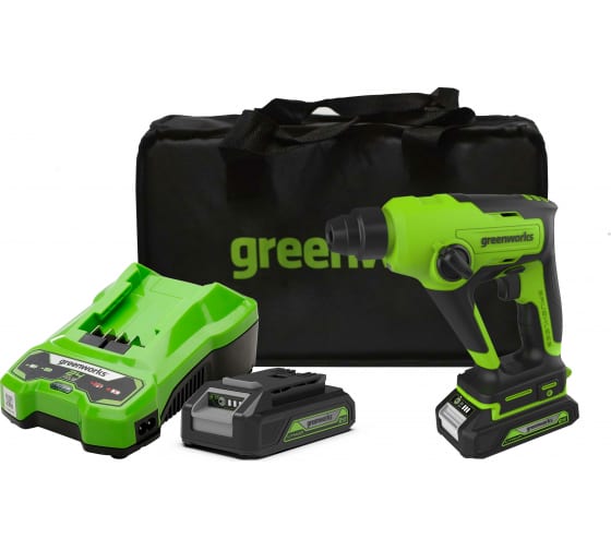 Перфоратор аккумуляторный GreenWorks GD24SD12K2 (1АКБ 2,0А/ч +ЗУ) 3803107UA